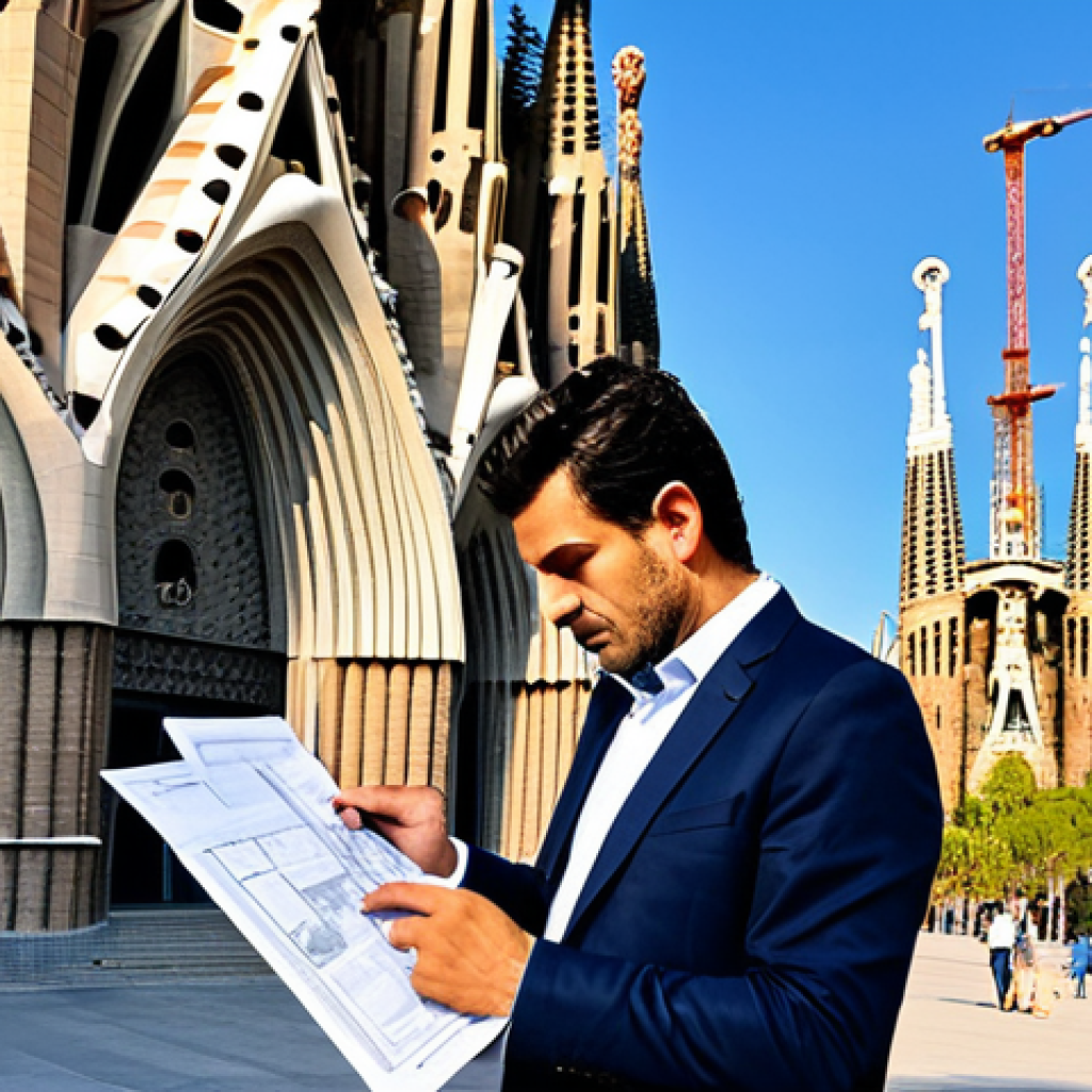 **
"A professional-looking Spanish architect, fully clothed in a modest business casual outfit suitable for a construction site, is reviewing blueprints on a sunny day in Barcelona. The Sagrada Familia is visible in the background. Perfect anatomy, correct proportions, natural pose, well-formed hands, proper finger count, natural body proportions, high quality, professional, safe for work, appropriate content, fully clothed."
**