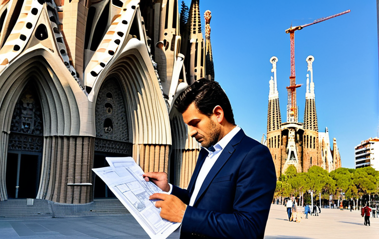 **
"A professional-looking Spanish architect, fully clothed in a modest business casual outfit suitable for a construction site, is reviewing blueprints on a sunny day in Barcelona. The Sagrada Familia is visible in the background. Perfect anatomy, correct proportions, natural pose, well-formed hands, proper finger count, natural body proportions, high quality, professional, safe for work, appropriate content, fully clothed."
**