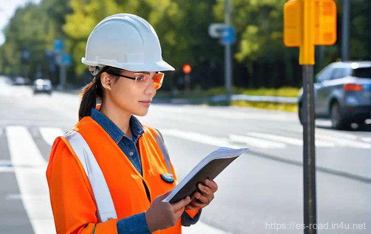 도로교통사와 교통안전 관리 차이점 - **Prompt 1: The Diligent Road Safety Technician**
"A highly detailed, realistic image of a femal...