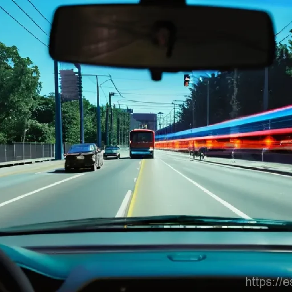 도로교통사 전문성 강화 방법 - **Prompt:** A focused and calm driver, seen from a slightly elevated, over-the-shoulder perspective ...