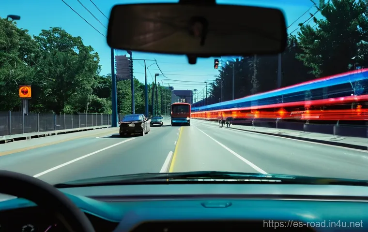 도로교통사 전문성 강화 방법 - **Prompt:** A focused and calm driver, seen from a slightly elevated, over-the-shoulder perspective ...