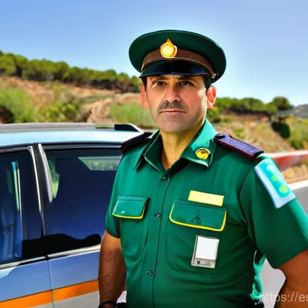 도로교통사 근속 연수에 따른 연봉 - **Spanish Guardia Civil Traffic Officer on Patrol**
A highly detailed, realistic photograph of ...