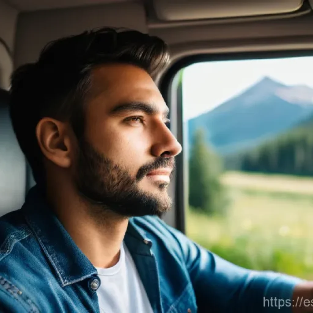 도로교통사 직무 스트레스 해소법 - **Prompt: "A serene and organized truck cabin, transformed into a personal sanctuary. A diverse adul...