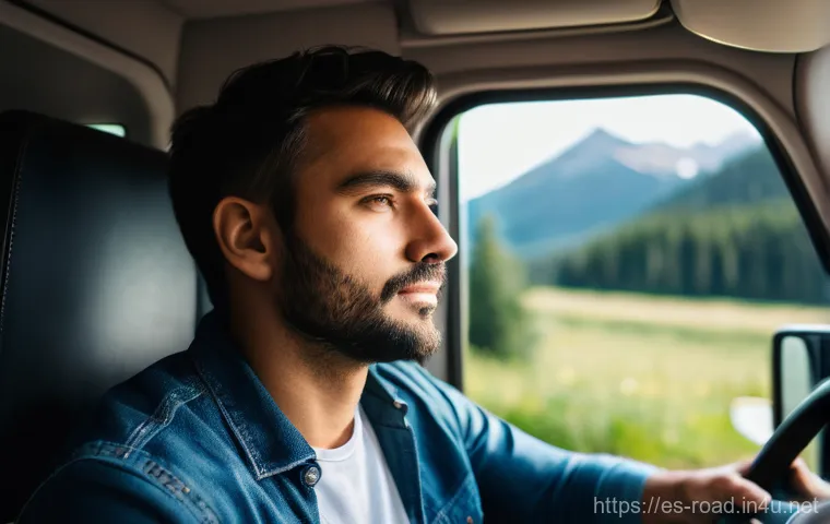 도로교통사 직무 스트레스 해소법 - **Prompt: "A serene and organized truck cabin, transformed into a personal sanctuary. A diverse adul...