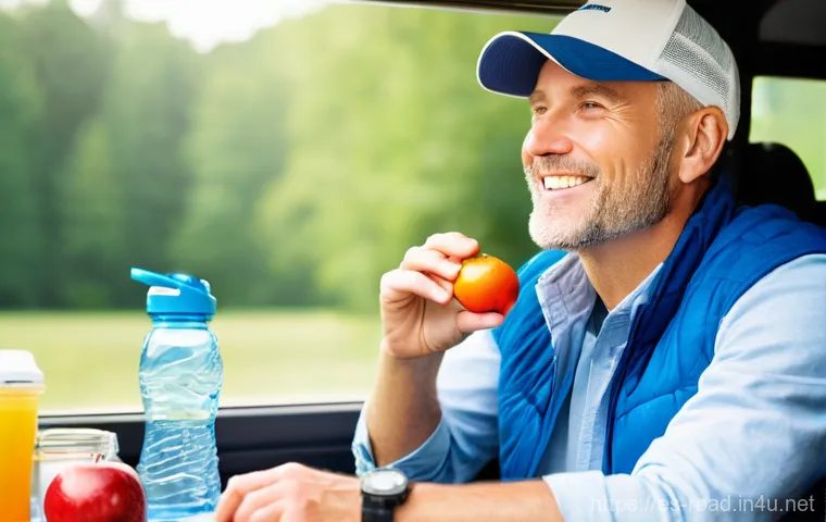 도로교통사 직무 스트레스 해소법 - **Prompt: "An energetic adult truck driver, fully clothed in comfortable, practical outdoor wear, ta...